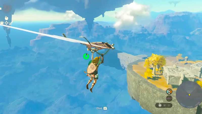 la schermata di gioco zelda tears of the kingdom