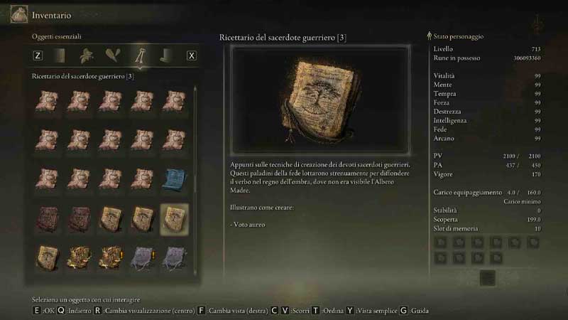 ricettario guerriero 3 elden ring ita