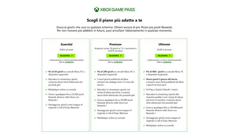 Xbox game pass aumento prezzi