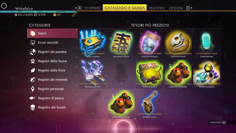 no man's sky menù meraviglie