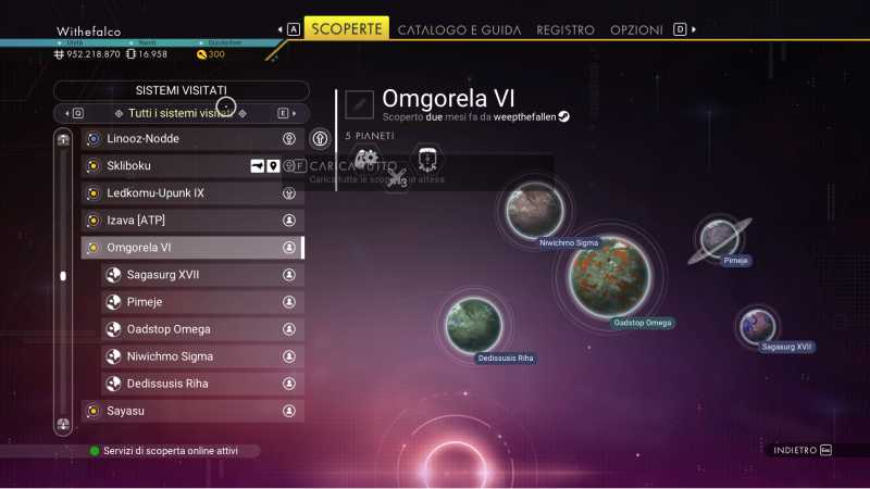 no men's sky menù scoperte