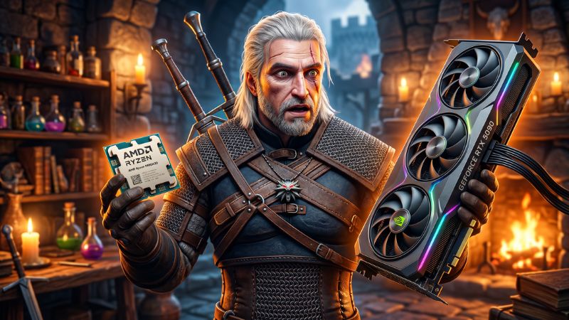 GERALT DI RIVIA CON UNA RTX 5090 IN MANO