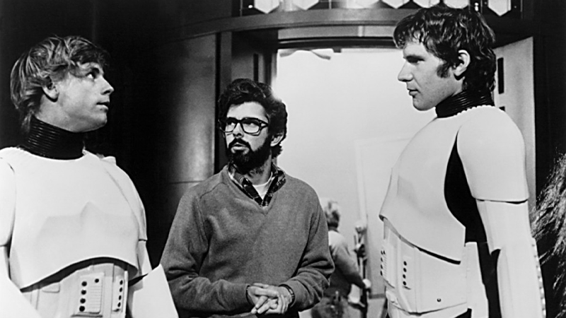 george luca mark hamill e harrison ford sul set