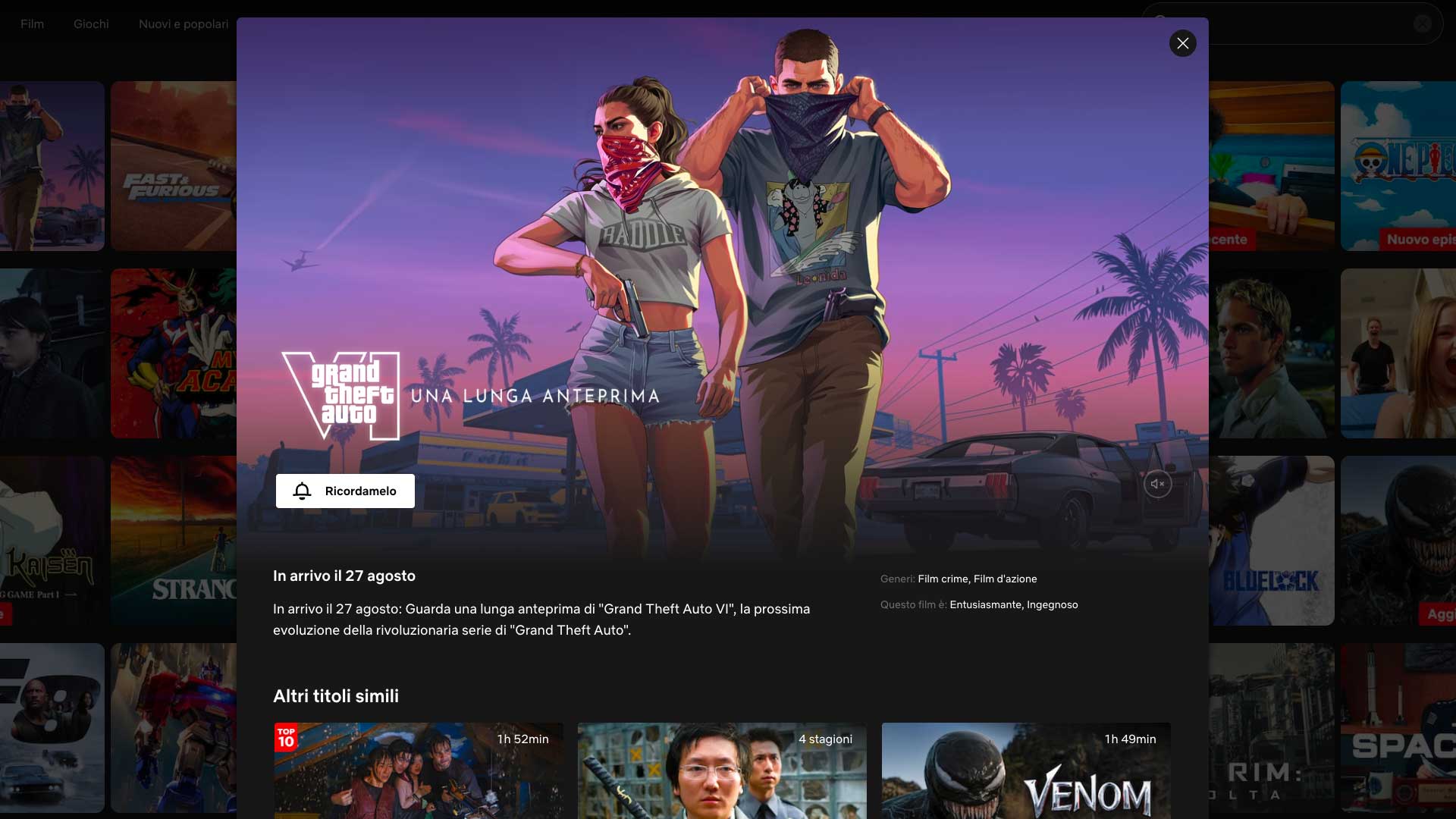 netflix trasmetterà il trailer di gta 6 in versione estesa