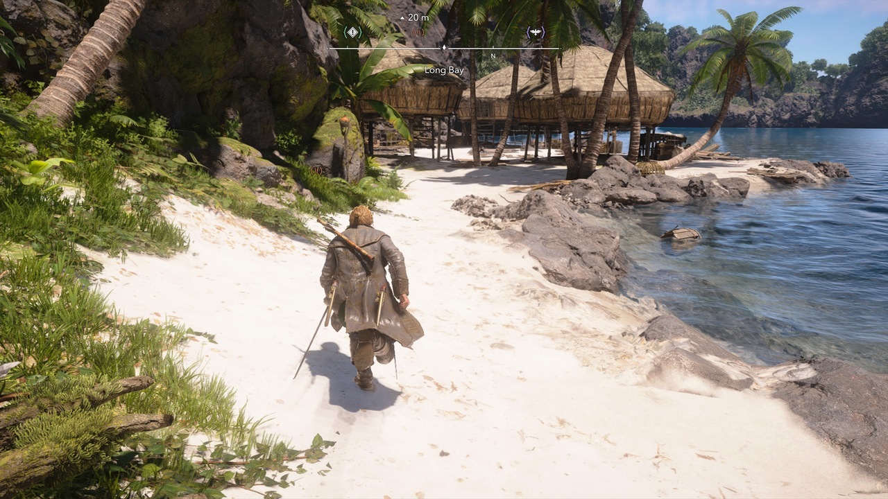 Edward Kenway esplora una spiaggia dei Caraibi in Assassin's Creed Black Flag Resynced
