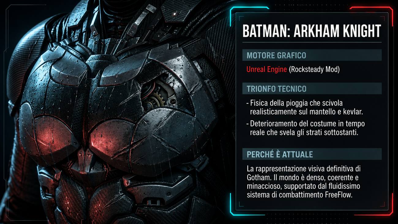 Batman Arkham Knight e il dettaglio tecnico della Gotham City notturna 