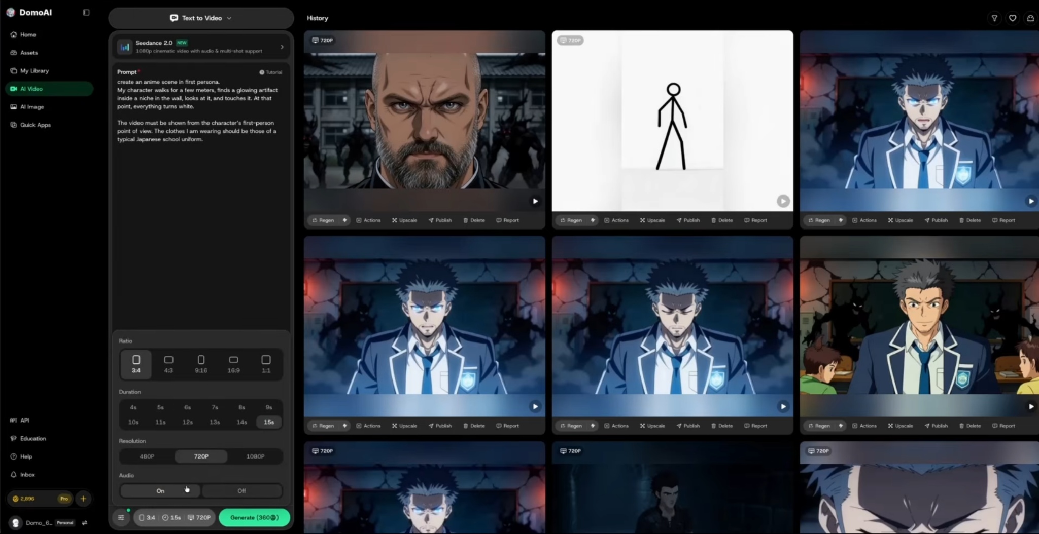Funzione Text to Video di DomoAI per generare video partendo da un prompt testuale