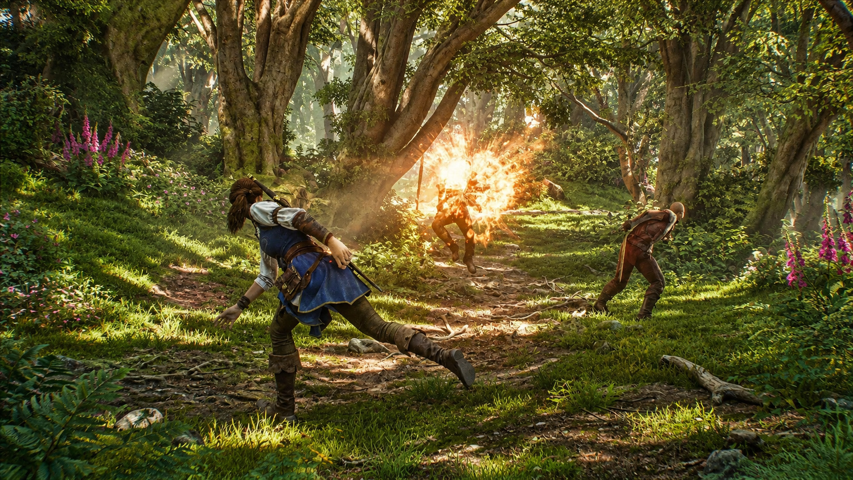 Magia e combattimento nella foresta di Albion durante il gameplay di Fable. Le notizie di Top Games