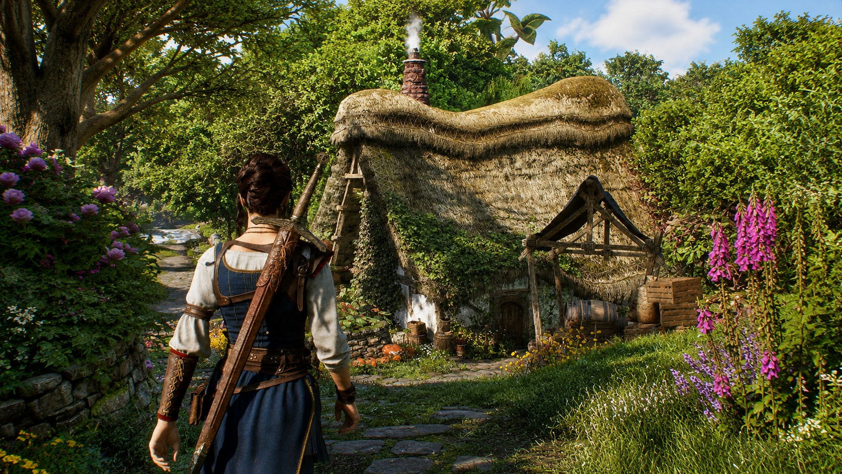 L'eroina davanti a una casa di Albion nel nuovo Fable