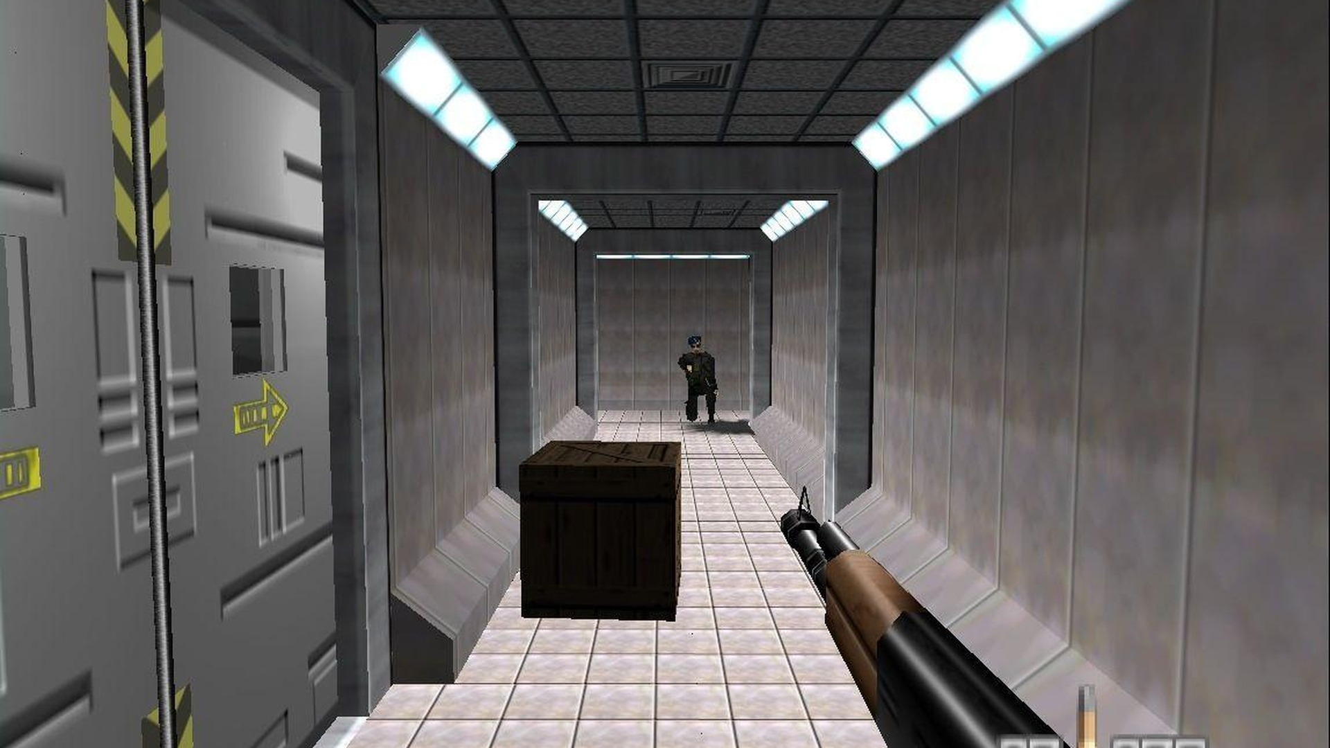 GoldenEye 007 su Nintendo 64 durante una missione in prima persona