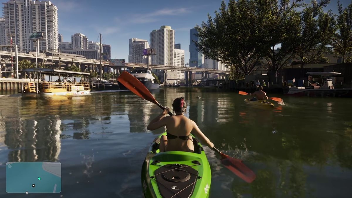 Un kayak negli ambienti di Leonida nell’Extended Look di GTA VI