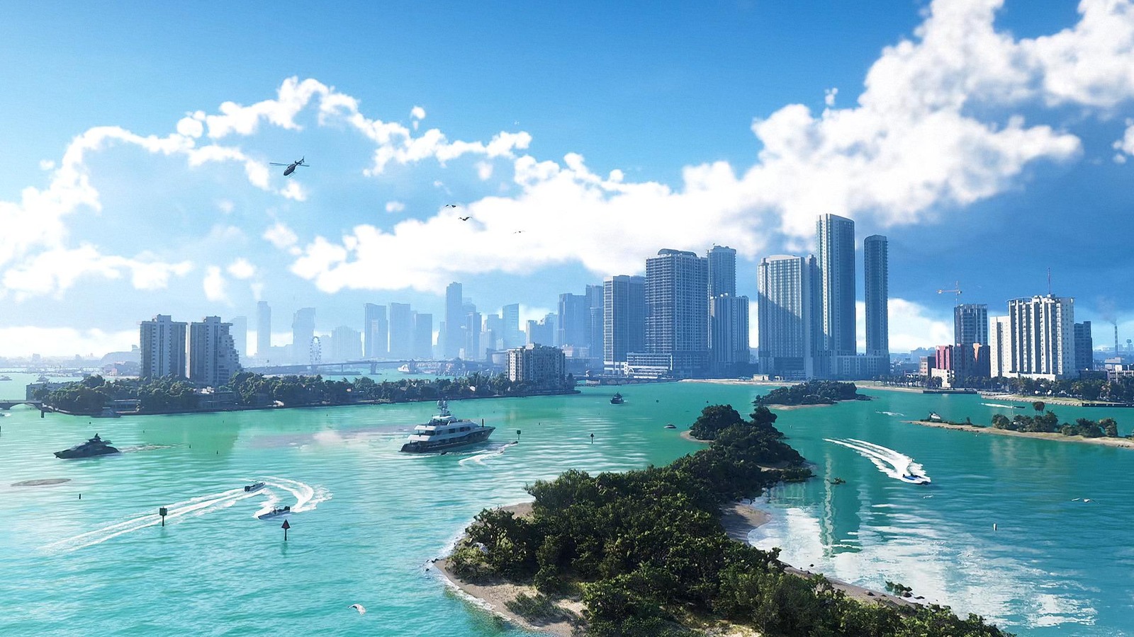 Una panoramica di Vice City e delle acque di Leonida in GTA VI. Nelle notizie Top Games