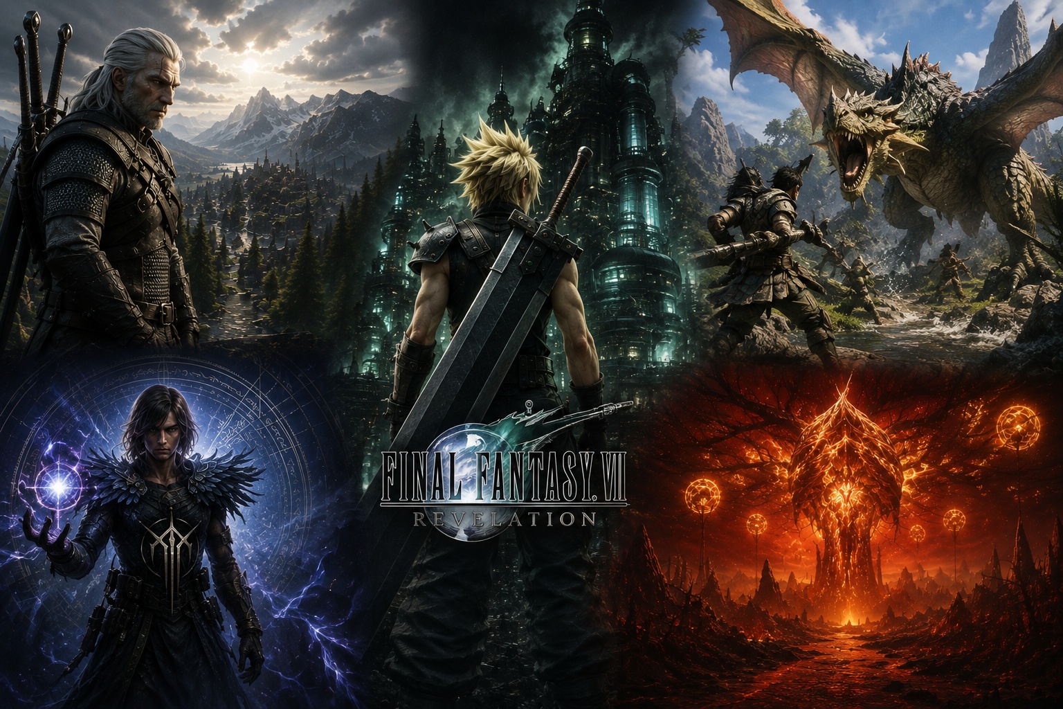Final Fantasy VII Revelation, The Witcher 3 Remastered, Monster Hunter Outlanders, Warlock e Nodus Fall presenti alla Opening Night Live Gamescom