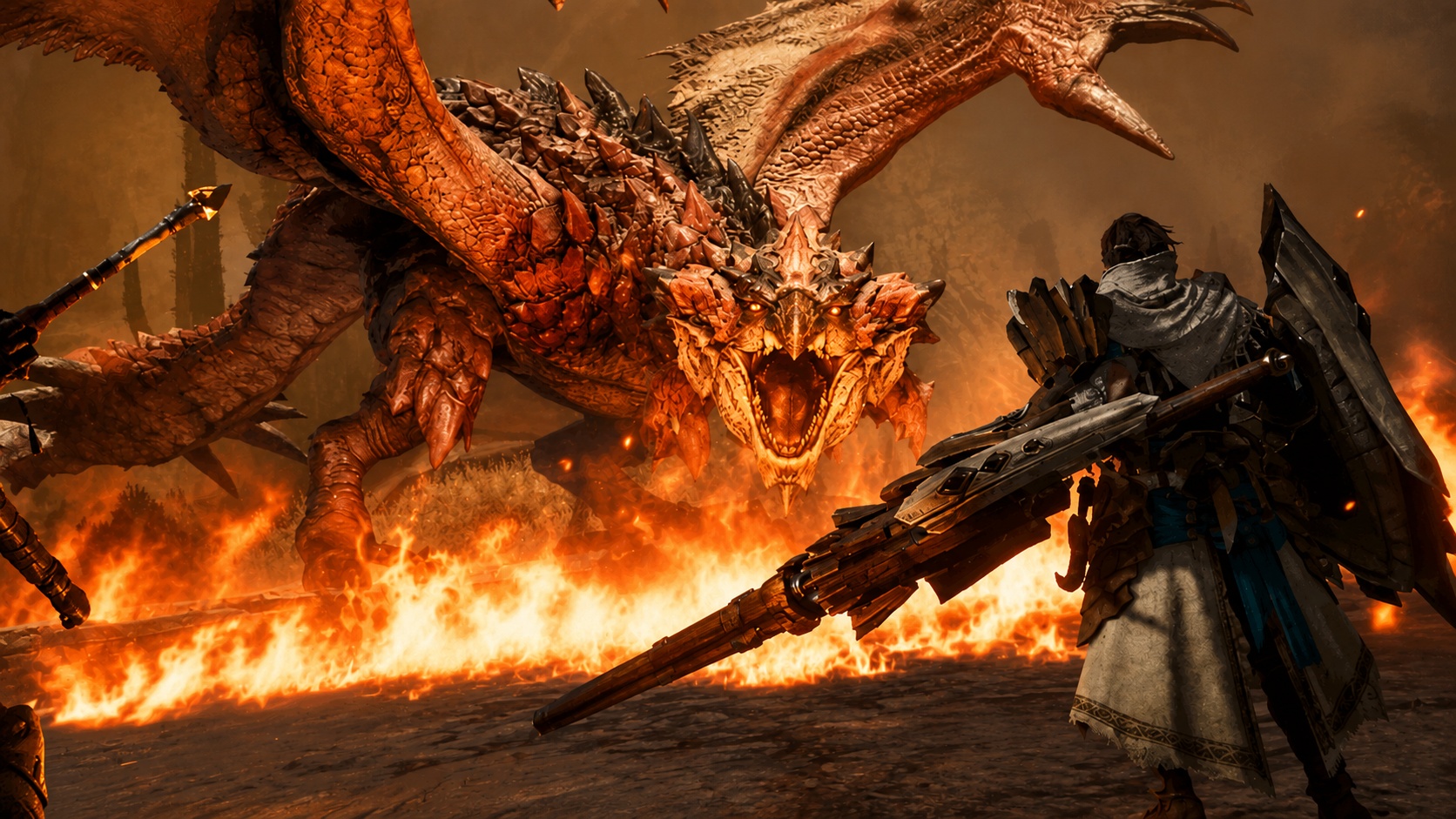 Monster Hunter Outlanders mostra un cacciatore impegnato nello scontro contro un enorme drago
