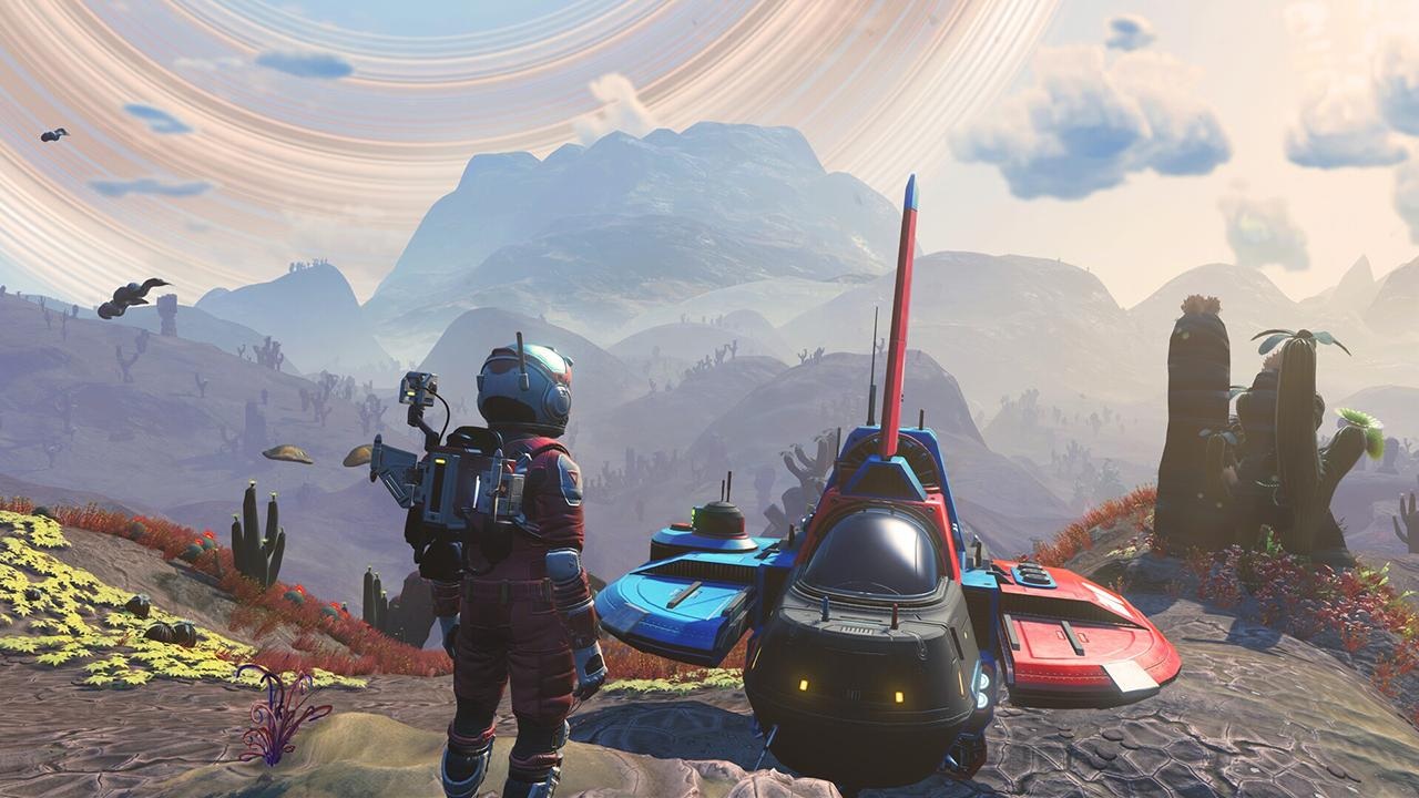 Esplorazione di un pianeta alieno con astronave in No Man's Sky