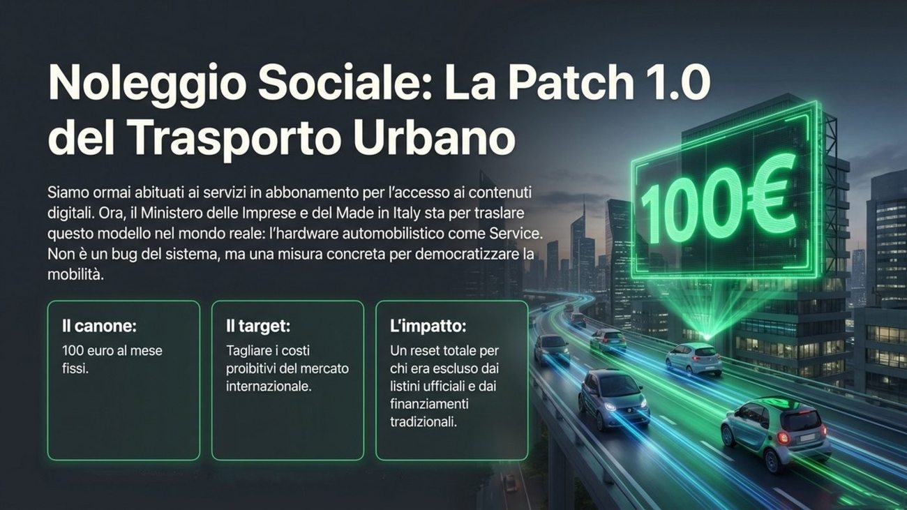 Noleggio Sociale, la Patch 1.0 del trasporto urbano con canone fisso a 100 euro al mese
