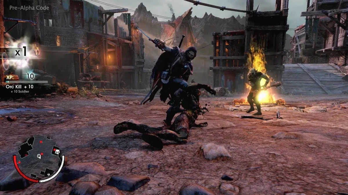 L'Ombra di Mordor con Talion durante uno scontro contro gli orchi
