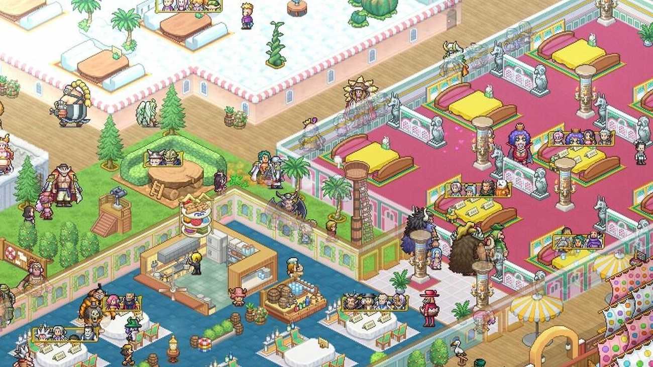 Il ristorante di One Piece Grand Gourmet con i personaggi della serie in stile pixel art
