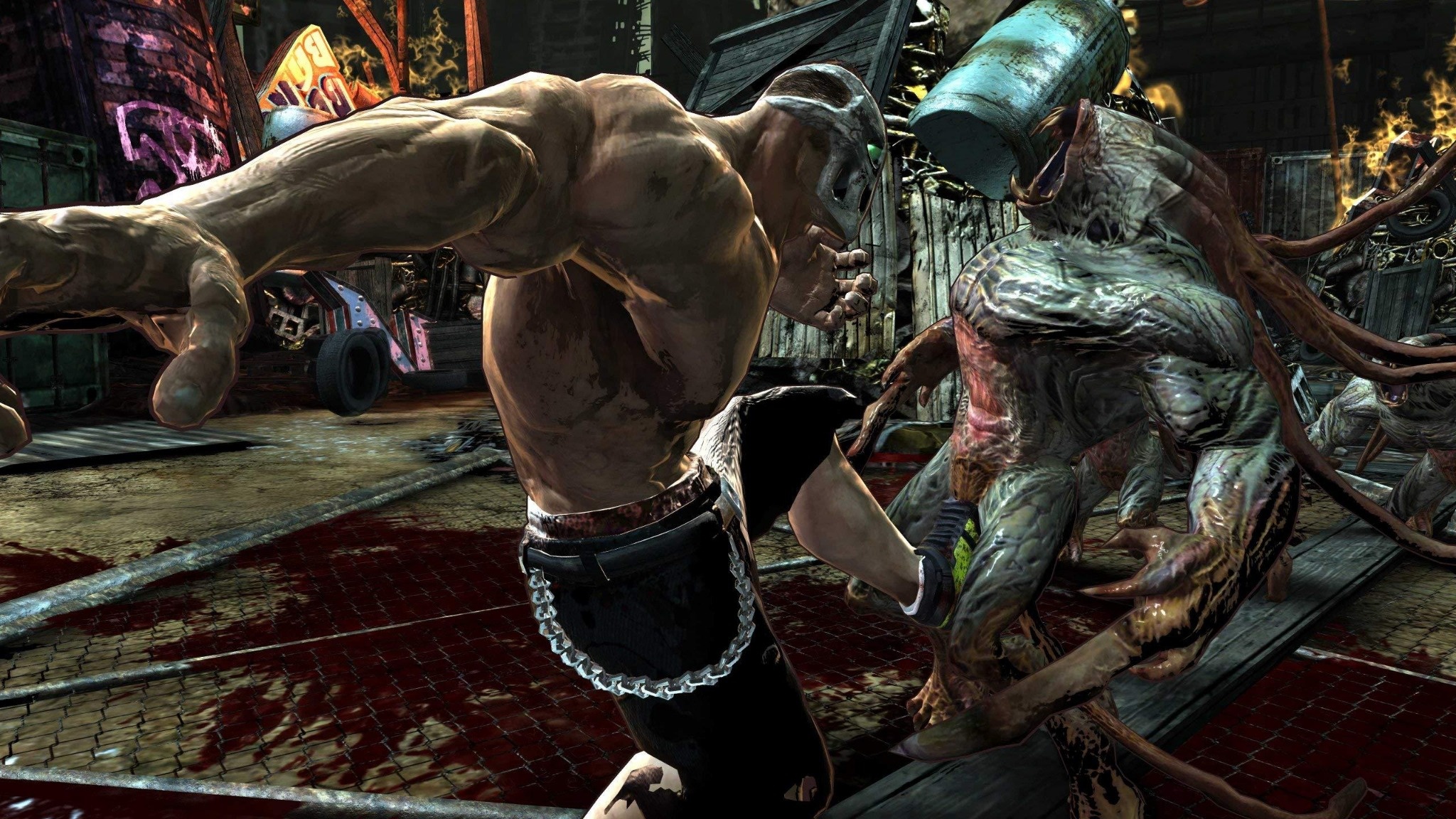 Splatterhouse 2010 con Rick Taylor e la Maschera del Terrore durante un combattimento