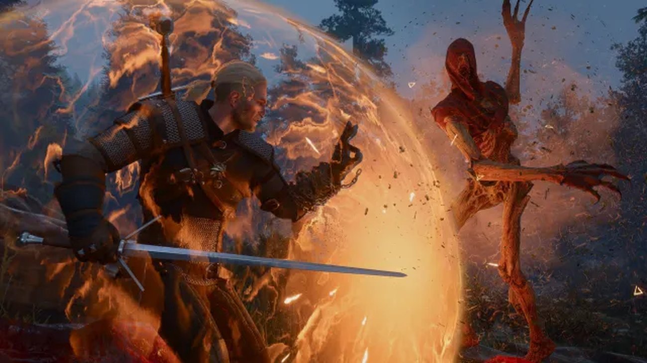 Geralt combatte una creatura in The Witcher 3 Songs of the Past nelle notizie Top Games
