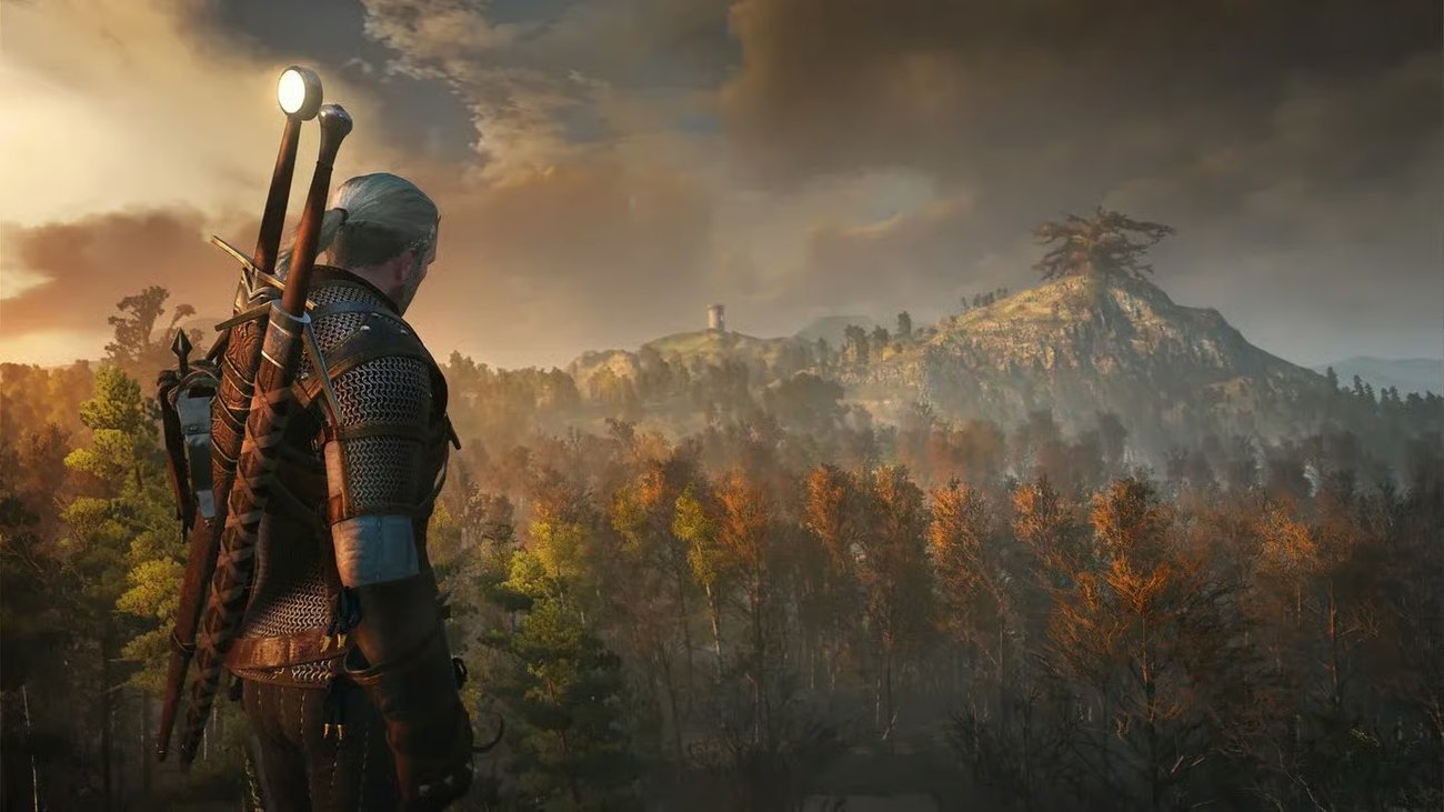 Geralt osserva il paesaggio nella Remastered di The Witcher 3 nelle notizie Top Games
