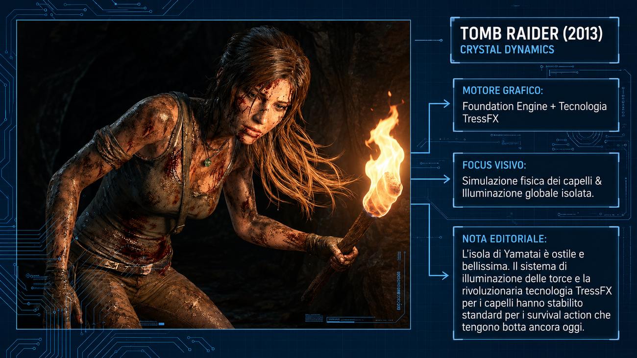 Tomb Raider 2013 con tecnologia TressFX e illuminazione dinamica