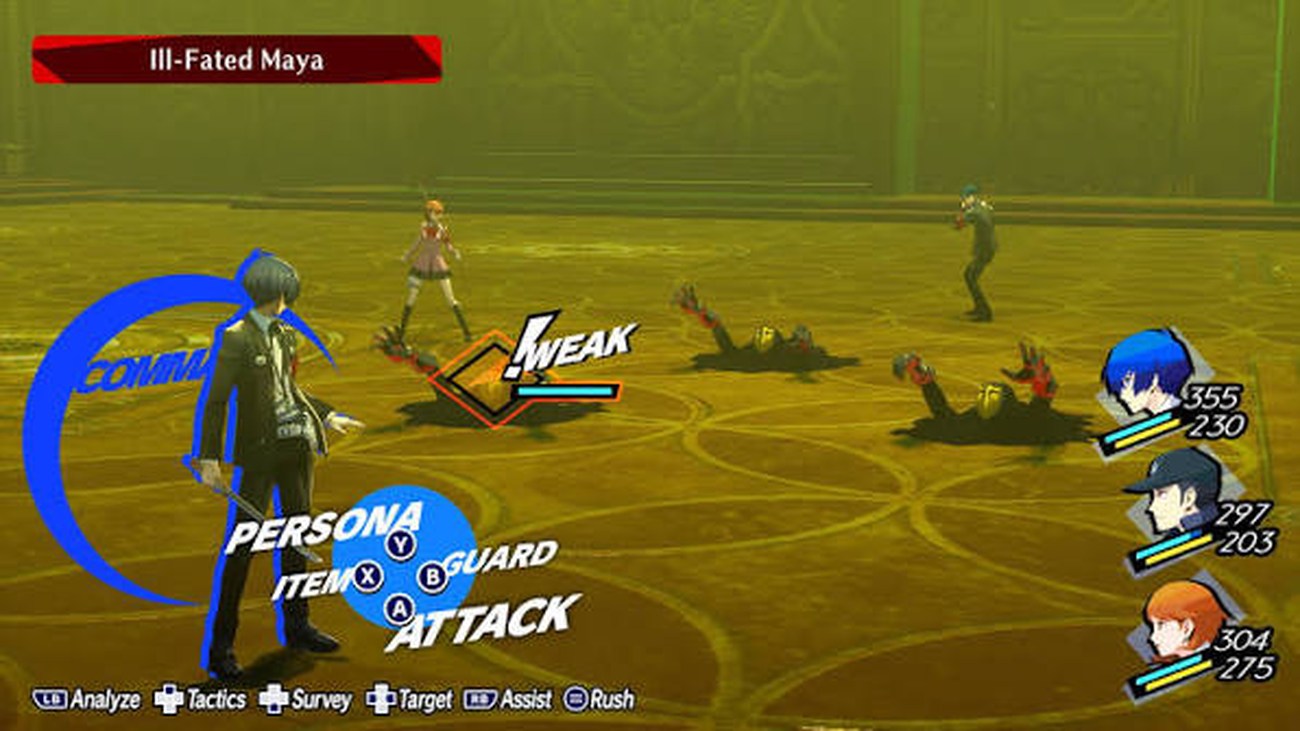Persona 3 Reload durante un combattimento a turni contro le Ombre