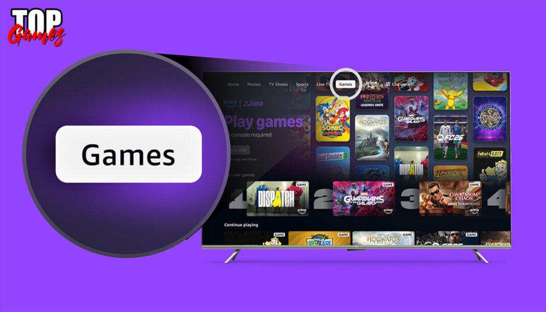 Amazon Luna su Prime Video in Italia come giocare senza console Amazon Luna su Prime Video con la scheda Giochi evidenziata su Fire TV