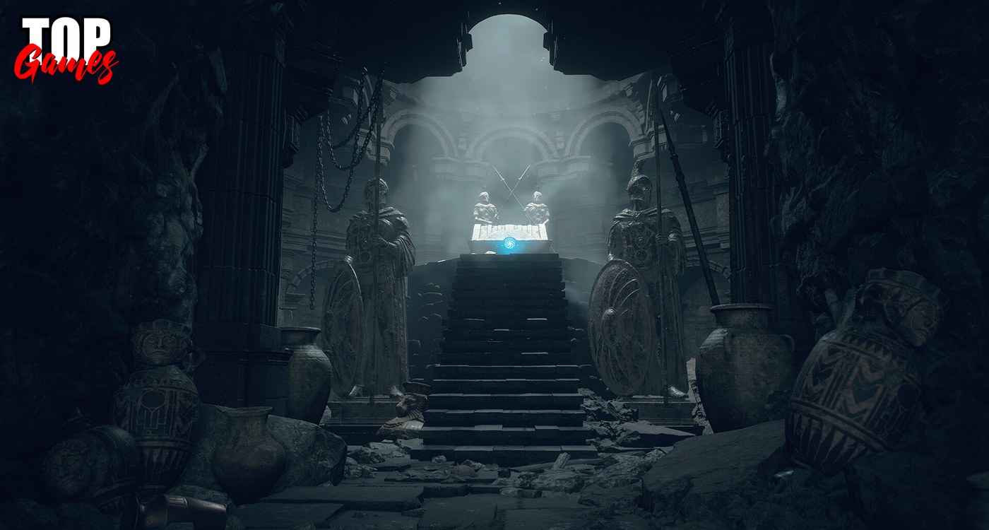 Un forziere luminoso in una rovina di Dark Arisen