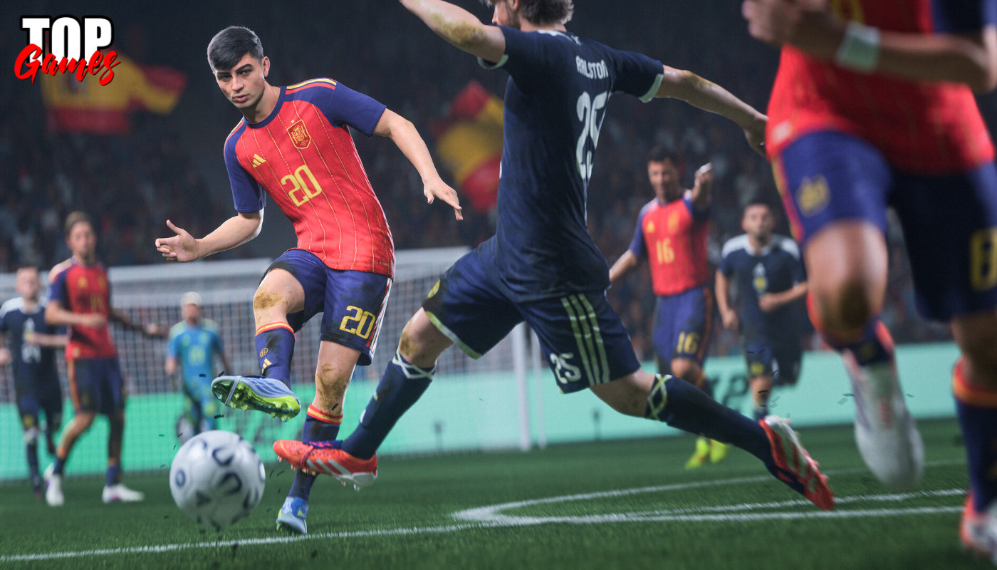 EA Sports FC 27 con un giocatore della Spagna durante un tiro
