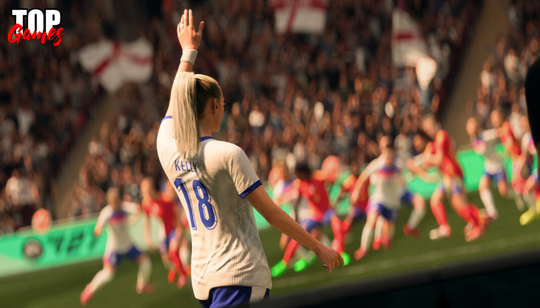 EA Sports FC 27 sul campo EA Sports FC 27 con una calciatrice sul campo durante una partita