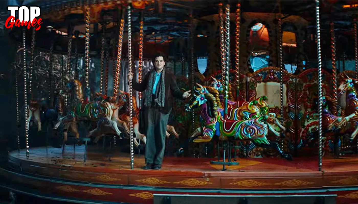 Eternal Return Kit Harington accanto a una giostra colorata