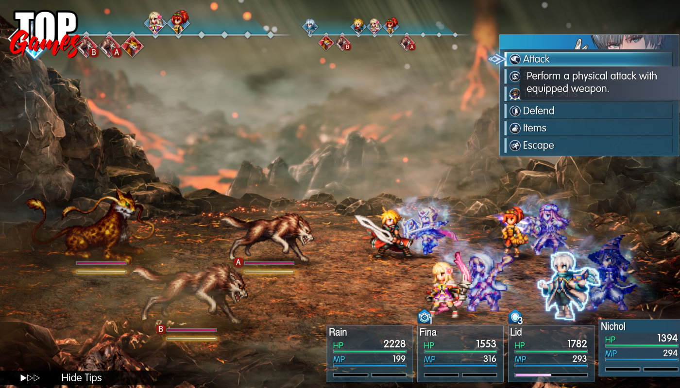 Combattimento a turni di Final Fantasy Resonance con il gruppo schierato