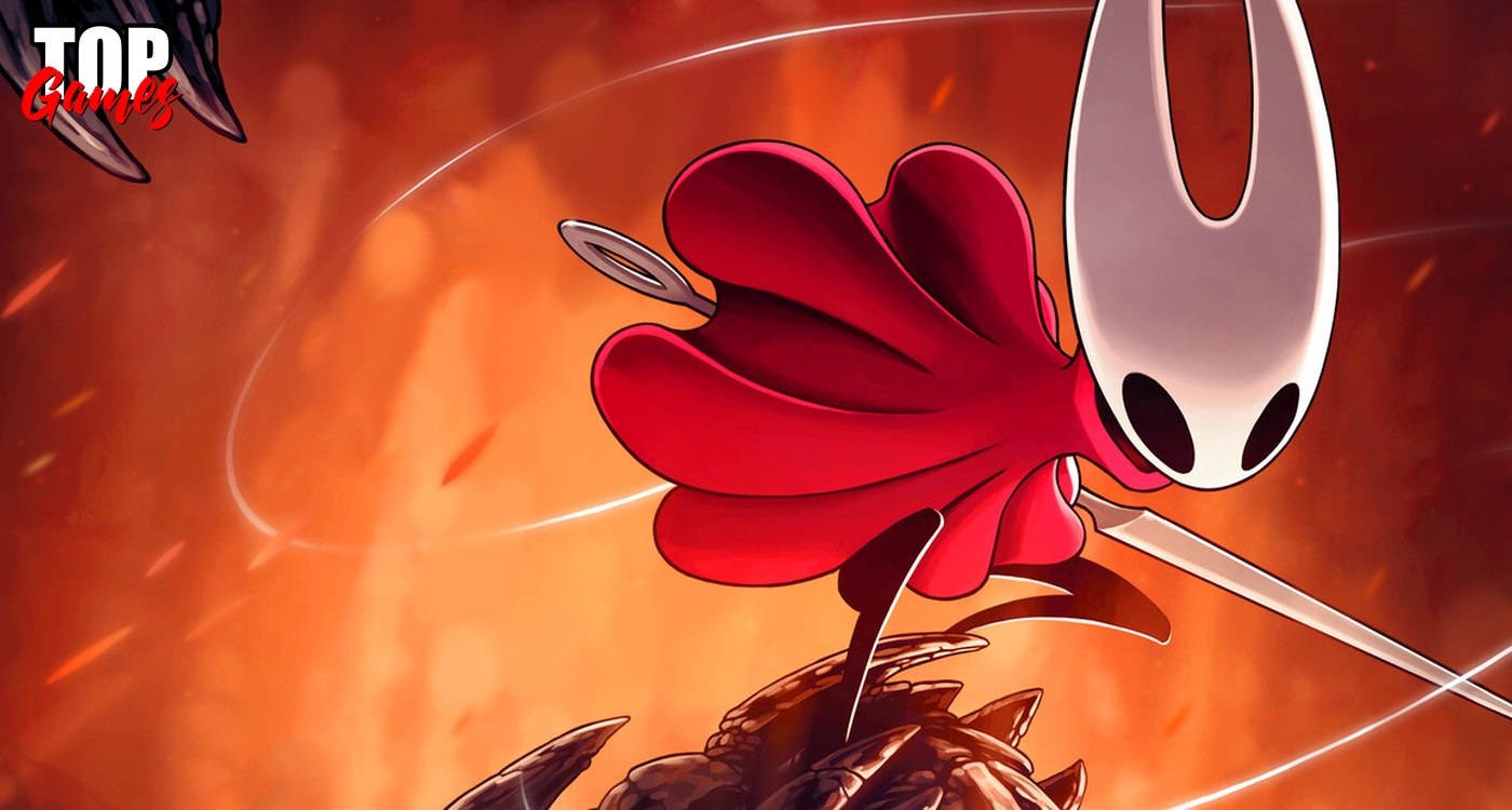 Hornet in primo piano con ago e mantello rosso in Silksong