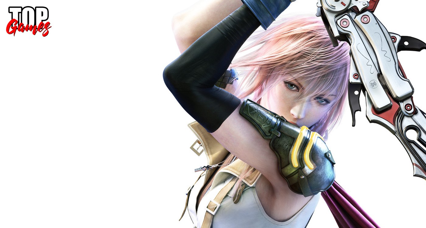 10 giochi sotto 5 euro che meritano una possibilitร Lightning in primo piano con la sua arma in Final Fantasy XIII