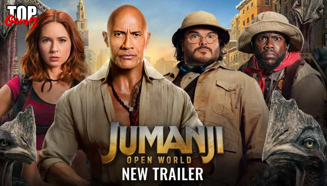 Jumanji Open World il nuovo trailer porta il caos nella realtร Il cast di Jumanji Open World nella grafica del nuovo trailer