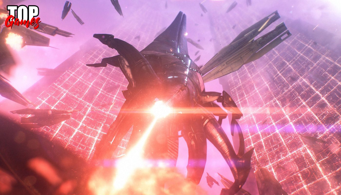 Un Razziatore colpisce la città in Mass Effect Legendary Edition
