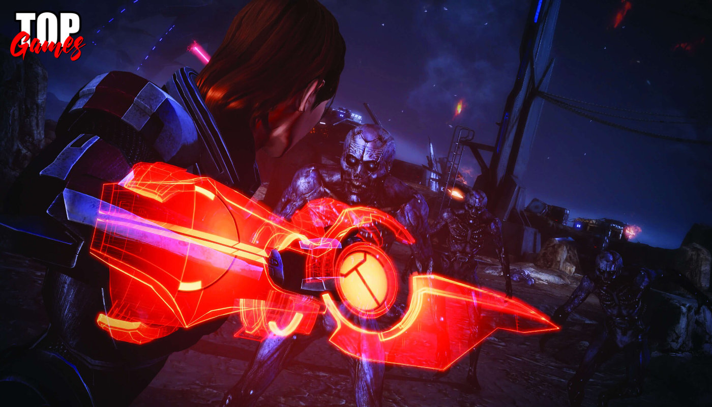 La comandante Shepard usa una lama olografica in Mass Effect Legendary Edition