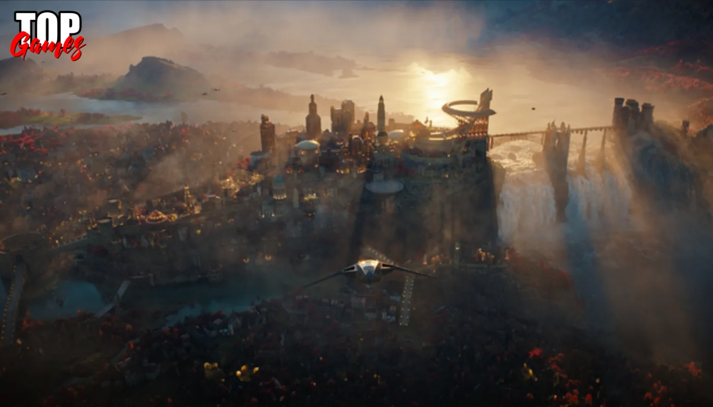 La città e le cascate di Eternia nel film Masters of the Universe