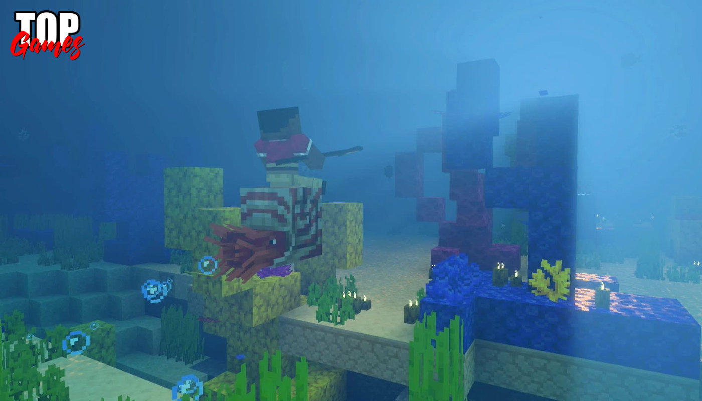 Esplorazione subacquea fra coralli in Minecraft su Nintendo Switch 2