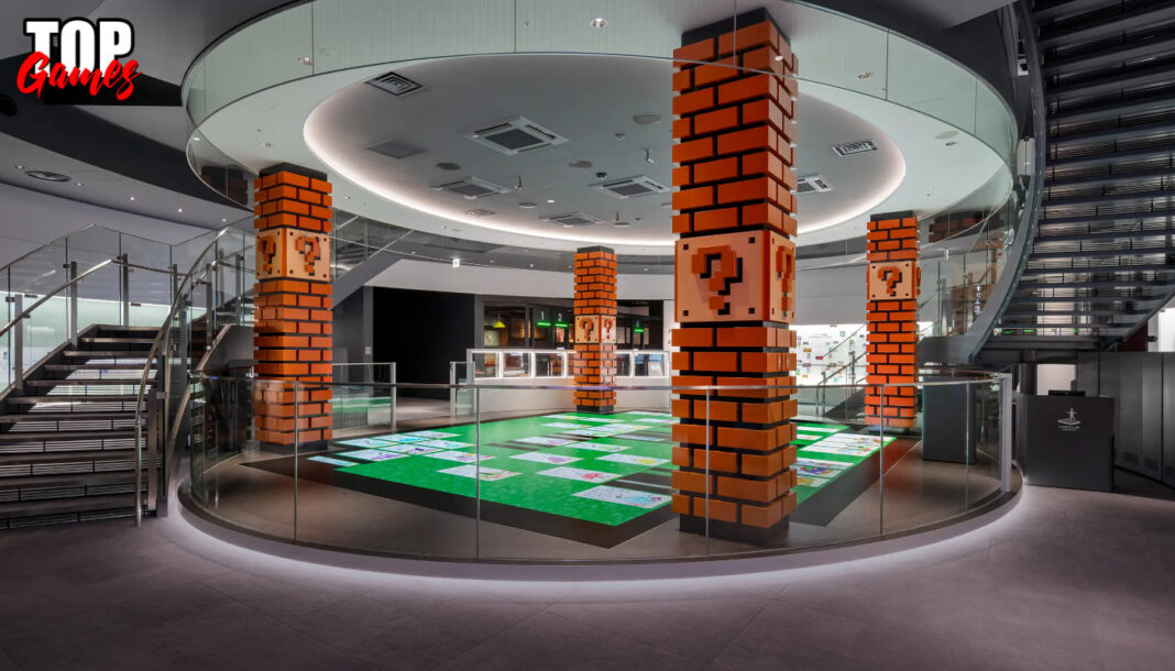 Il patrimonio Nintendo e Miyamoto Interno del Nintendo Museum con blocchi di Mario simbolo del patrimonio creativo di Miyamoto