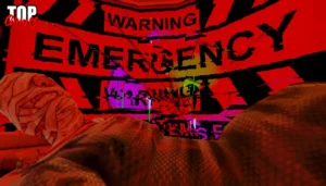 Curly e gli avvisi di emergenza nel videogioco Mouthwashing