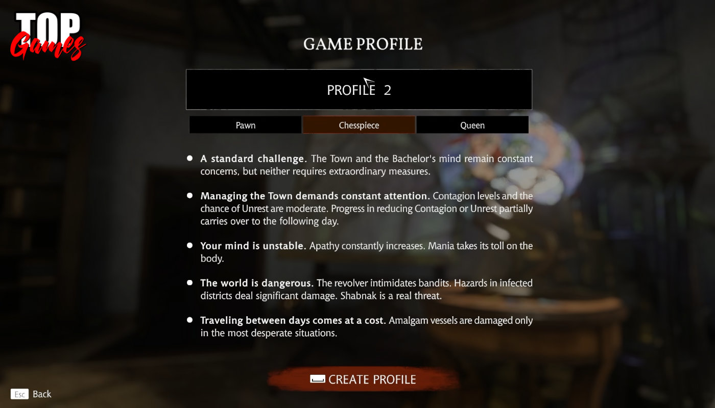 Schermata delle tre difficoltà di Pathologic 3