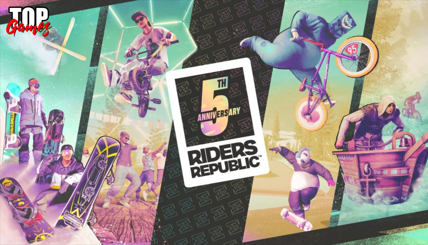 Riders Republic su Switch 2 con la grafica del quinto anniversario