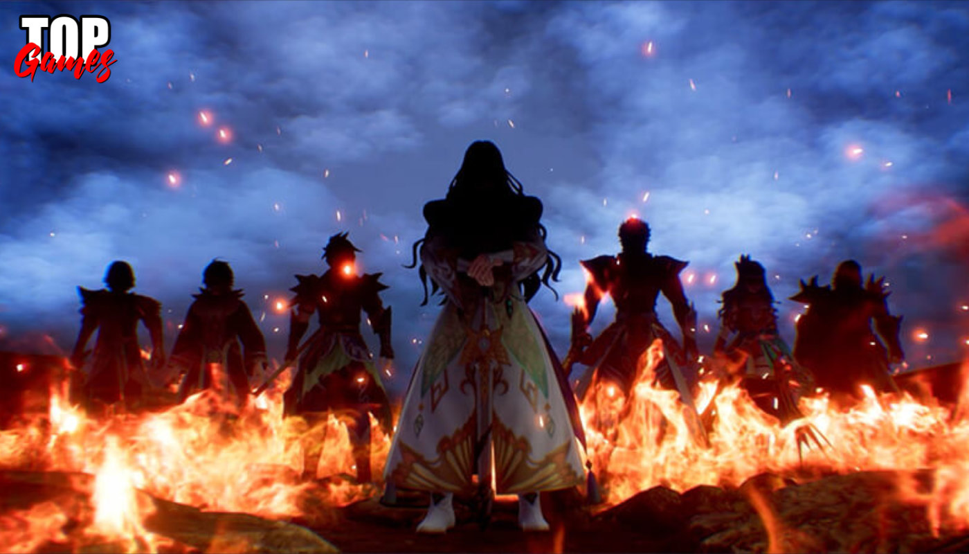 Romancing SaGa 2 con i Seven Heroes avvolti dalle fiamme