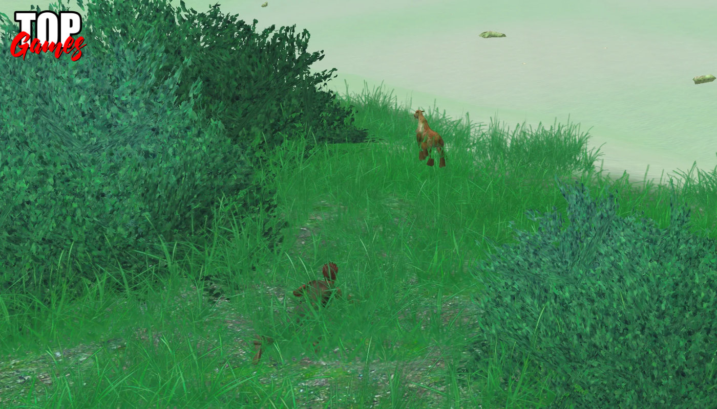Un personaggio osserva una creatura fra erba e cespugli in Star Wars Galaxies Restoration