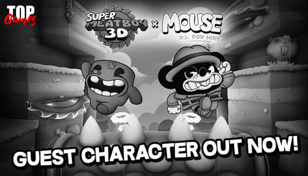 Super Meat Boy 3D diventa noir con il detective di MOUSE Meat Boy e Jack Pepper nel crossover in bianco e nero fra Super Meat Boy 3D e MOUSE