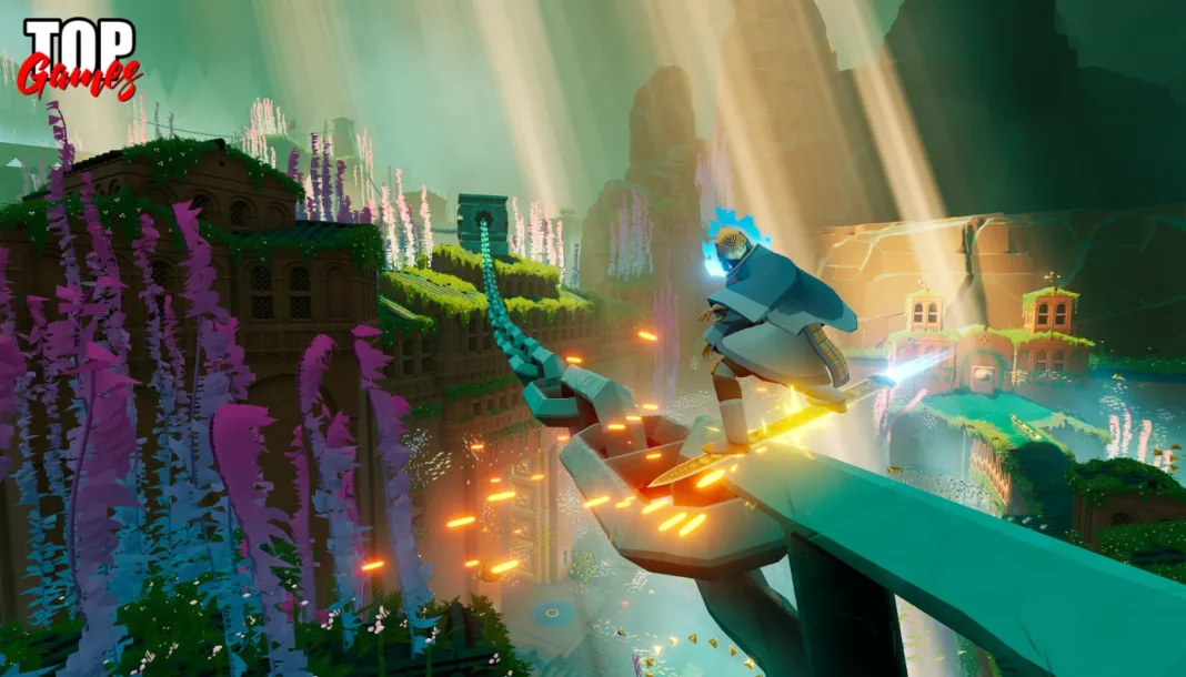 Sword of the Sea acrobazie tra le rovine Il Wraith scivola sulla aerospada sopra le rovine di Sword of the Sea