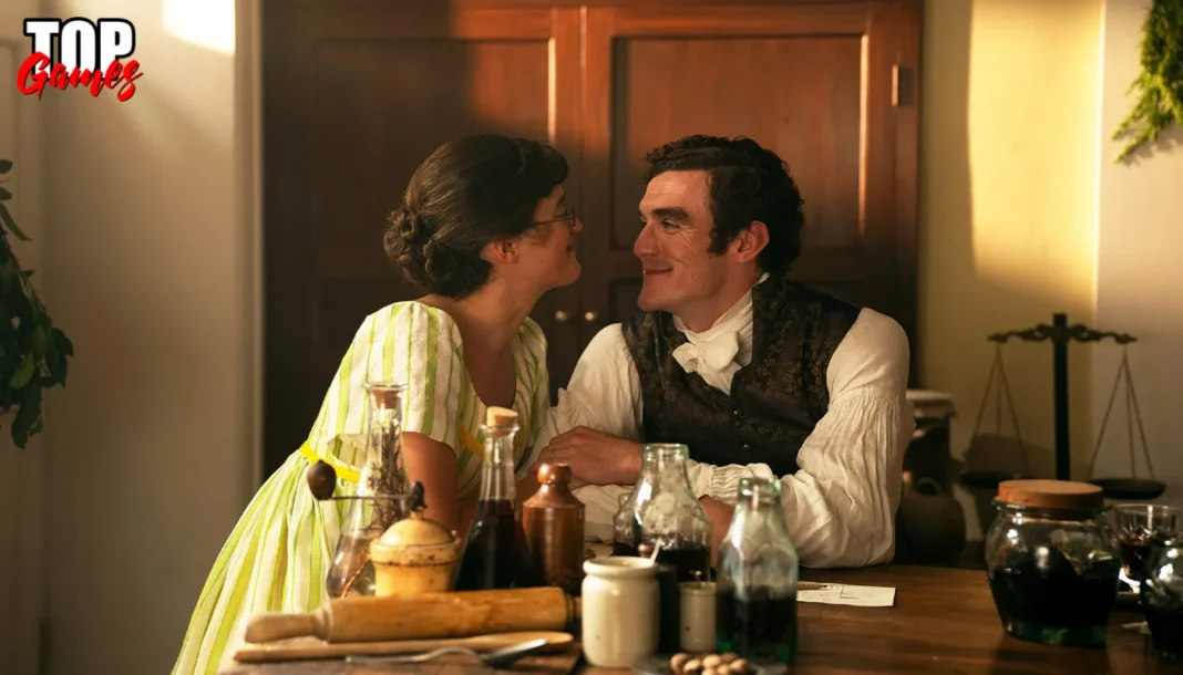 The Other Bennet Sister Mary torna nelle nuove foto di Natale Mary e Tom sorridono a tavola nello speciale di The Other Bennet Sister