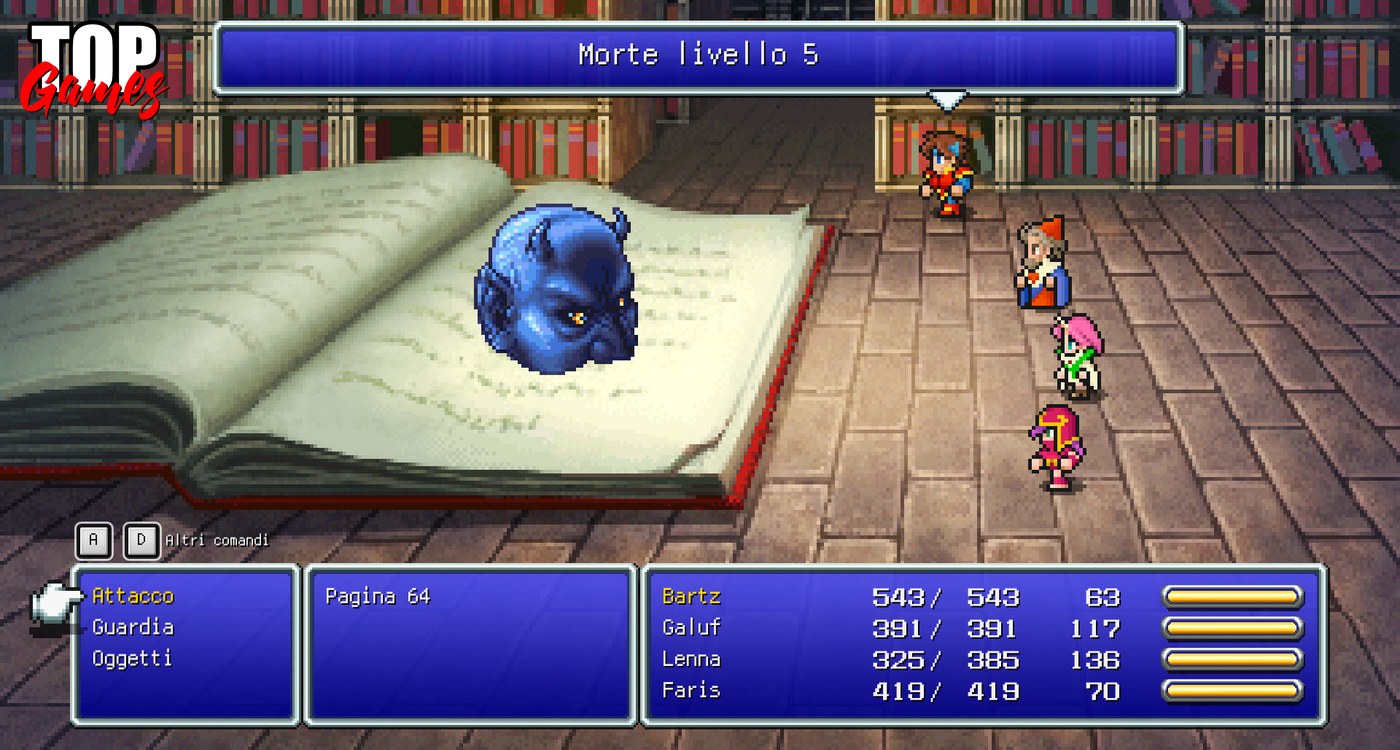 Lenna e i compagni in battaglia in Final Fantasy V Pixel Remaster
